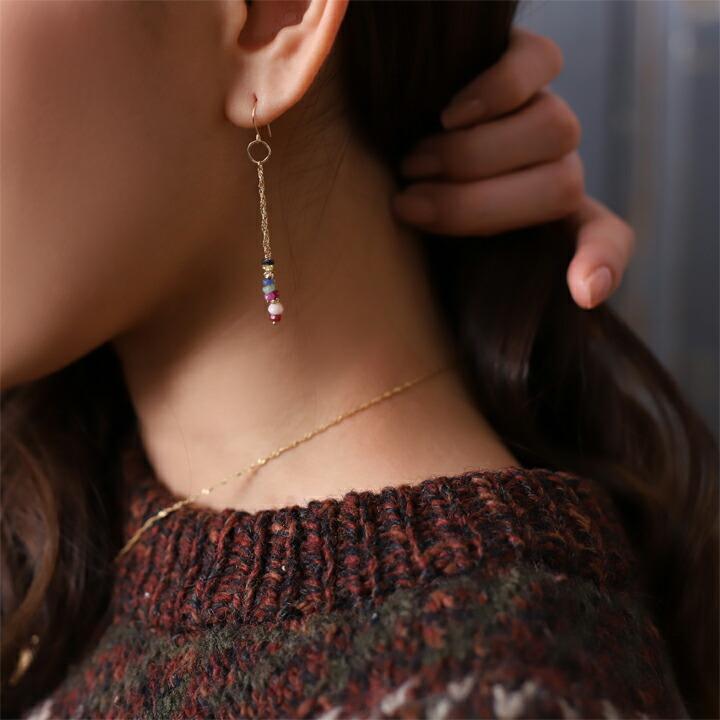 18金 ピアス k18 18金ピアス 18k フックピアス 天然石 ルビー エメラルド サファイア シンプル k18ピアス レディース | DEVAS | 03