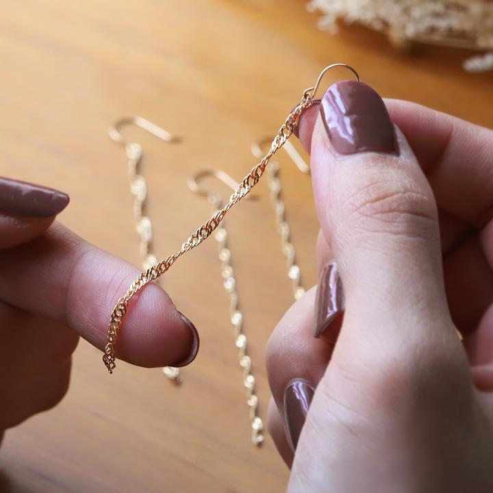 18金 ピアス k18 揺れる フックピアス フック スクリュー チェーン チェーンピアス k18ピアス レディース ピアス18金 18kピアス 両耳 地金 ゴールド セット | DEVAS | 11