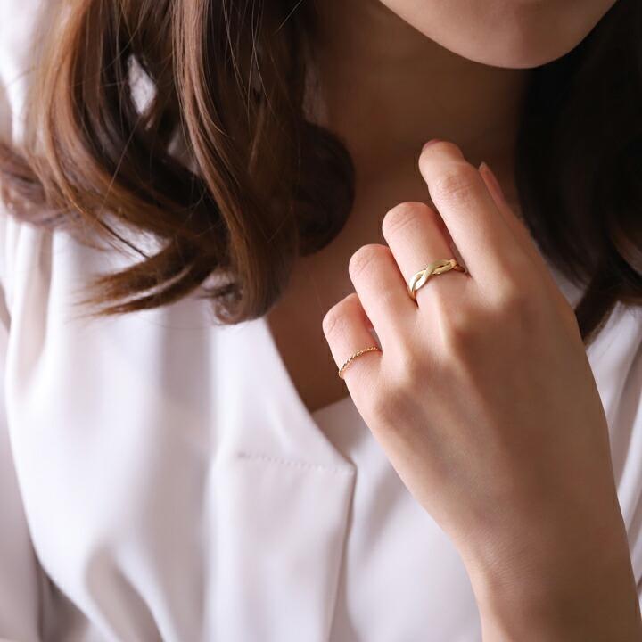DEVAS 18金 リング k18 k18リング 編み編み ツイスト クロス 18k 指輪