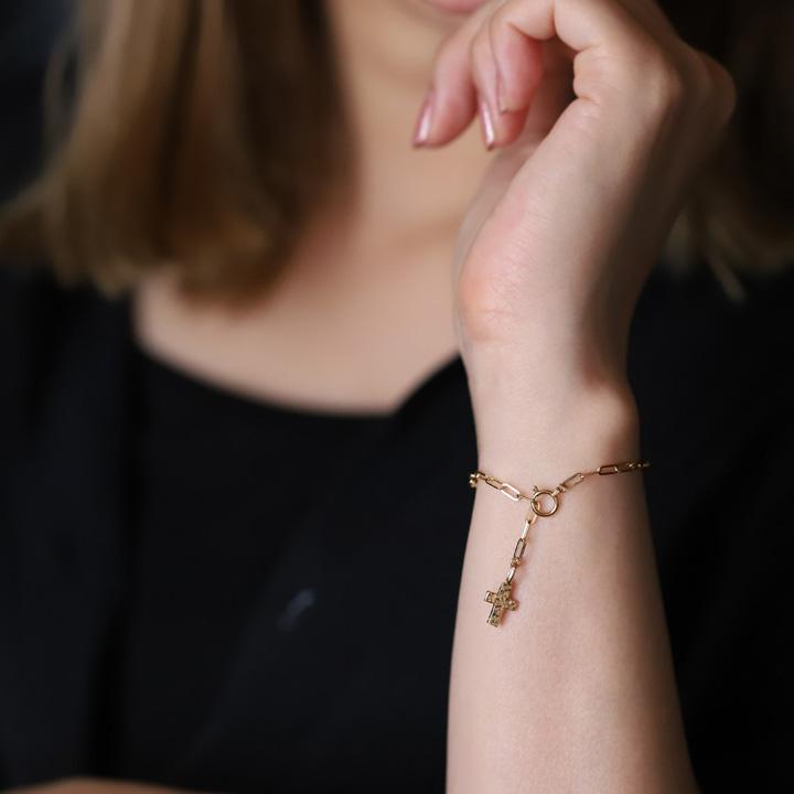 【単品購入不可】【オプション 選べるチャーム】【別注生産】 ゴールド ブレスレット カスタマイズ チャーム レディース 18k 18金 イニシャル クロス  天然石 | DEVAS | 08