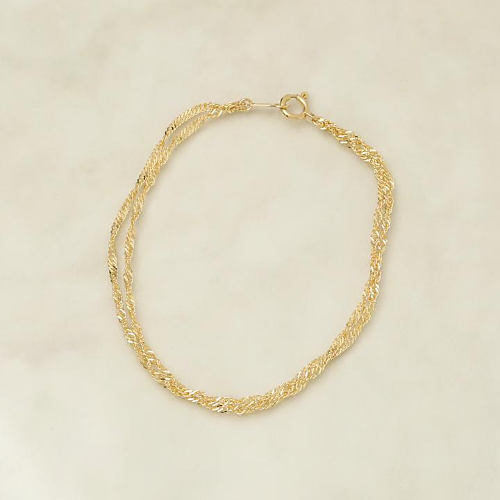 【6/14~15限定2500円OFFクーポン有】18金 ブレスレット k18 18金ブレスレット 18k レディース 2連 スクリューチェーン 1.6mm ブレスレットレディースの画像