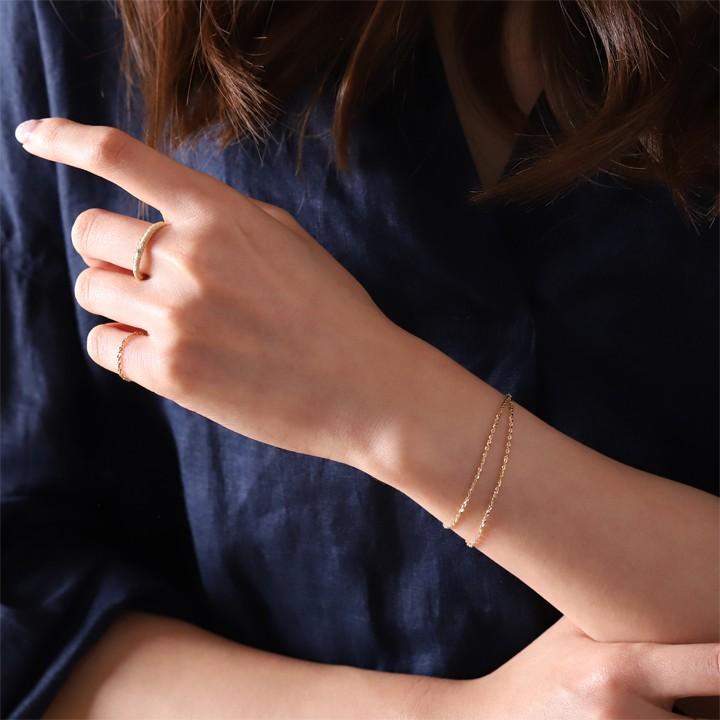 【土日限定2000円OFFクーポン有】 18金 ブレスレット k18 18金ブレスレット 18k レディース 2連 ツイストあずき 1.2mm シンプル ブレスレットレディース | DEVAS | 07
