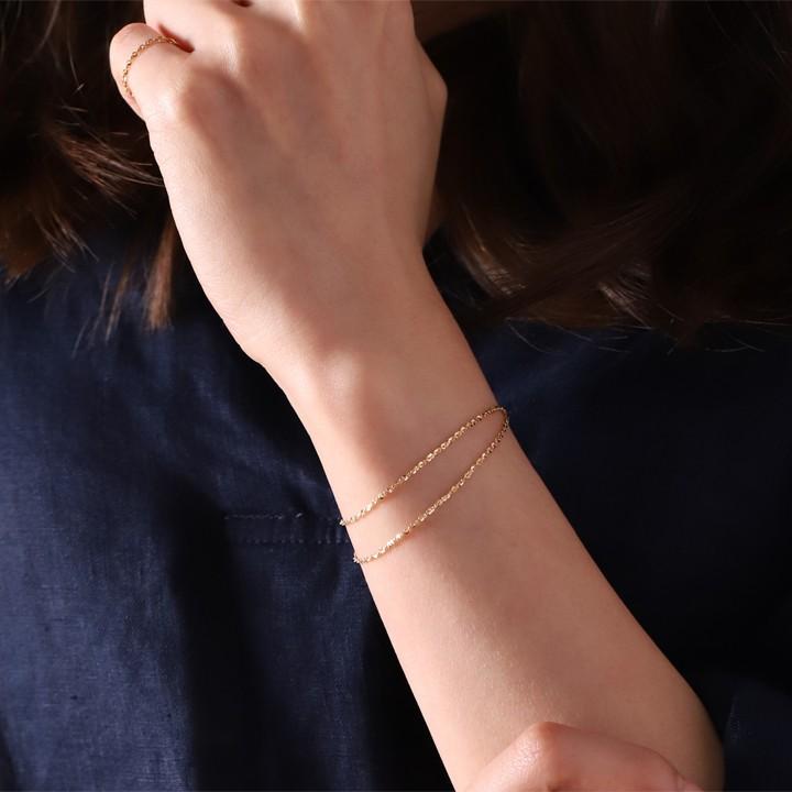 【土日限定2000円OFFクーポン有】 18金 ブレスレット k18 18金ブレスレット 18k レディース 2連 ツイストあずき 1.2mm シンプル ブレスレットレディース | DEVAS | 08