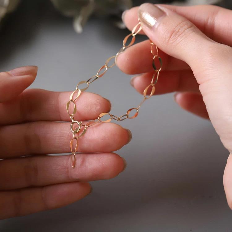 【6/14~15限定2500円OFFクーポン有】18金 ブレスレット k18 18金ブレスレット 18k レディース オーバル 4.8mm チェーン シンプル ブレスレットレディースの画像