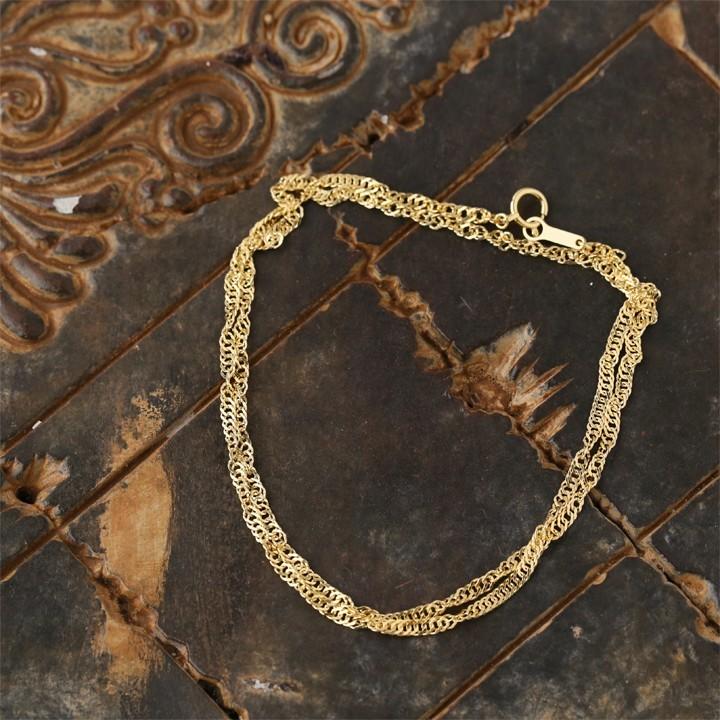 【6/14~15限定5000円OFFクーポン有】18金 ブレスレット k18 18金ブレスレット 18k レディース メンズ スクリューチェーン 2.4mm 2連 太め チェーンの画像