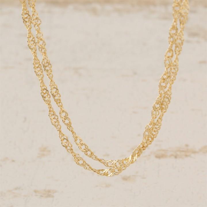 【6/14~15限定5000円OFFクーポン有】18金 ブレスレット k18 18金ブレスレット 18k レディース メンズ スクリューチェーン 2.4mm 2連 太め チェーンの画像