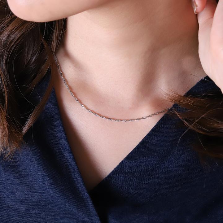 【土日限定2500円OFFクーポン有】 プラチナ ネックレス ネックレスチェーン プラチナネックレス スクリュー チェーン 1.6mm幅 レディース チェーン | DEVAS | 05