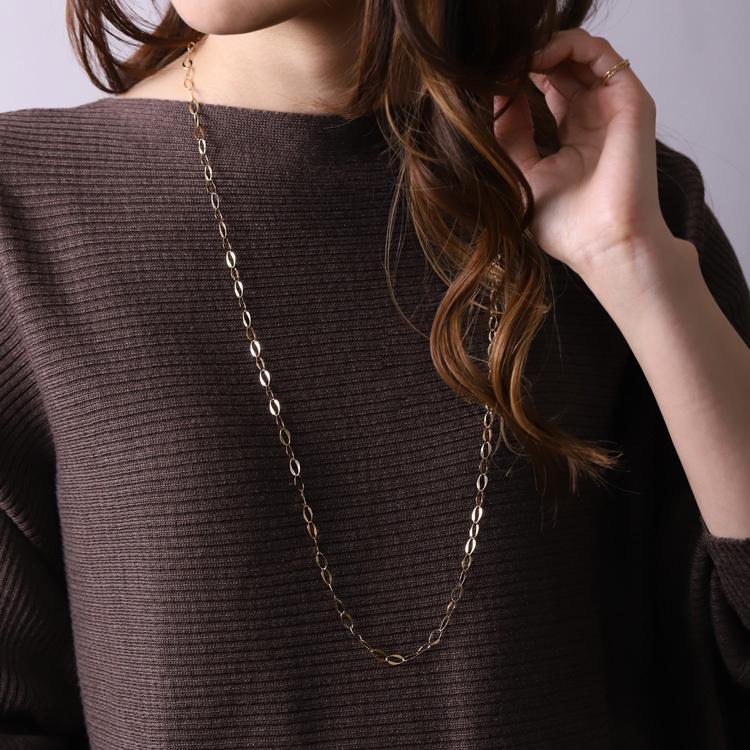 【土日限定8000円OFFクーポン有】 18金ネックレス ロングネックレス k18 80cm ネックレスチェーン オーバルフレア 4.8mm レディース ネックレス 18k | DEVAS | 10