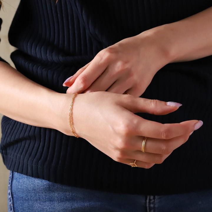 【土日限定2000円OFFクーポン有】 18金 ブレスレット k18 18金ブレスレット 18k レディース 2連 スクリューチェーン 1.2mm ブレスレットレディース | DEVAS | 05