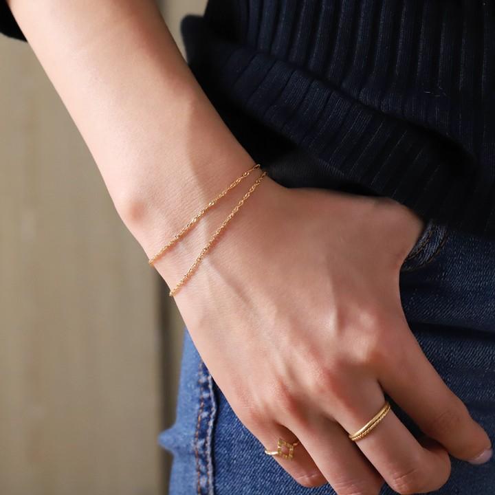 【土日限定2000円OFFクーポン有】 18金 ブレスレット k18 18金ブレスレット 18k レディース 2連 スクリューチェーン 1.2mm ブレスレットレディース | DEVAS | 07