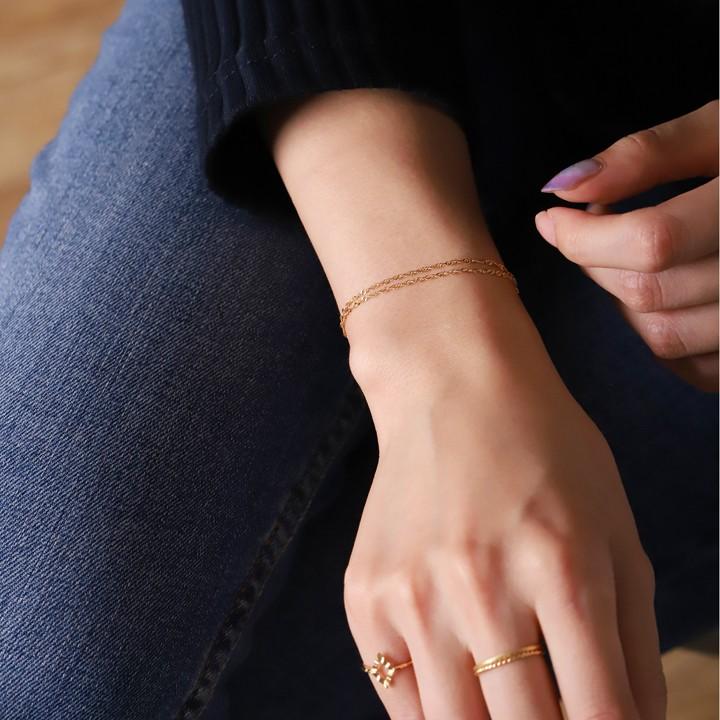 【土日限定2000円OFFクーポン有】 18金 ブレスレット k18 18金ブレスレット 18k レディース 2連 スクリューチェーン 1.2mm ブレスレットレディース | DEVAS | 08