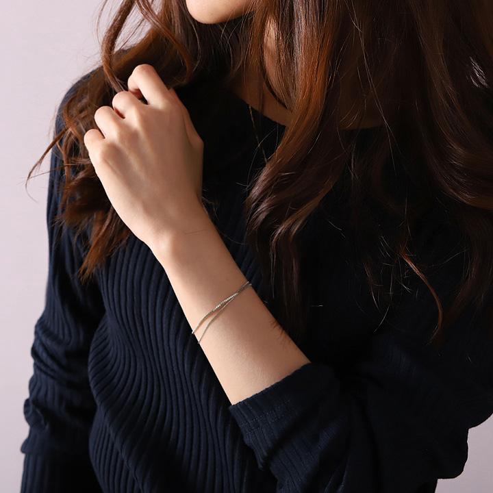 【土日限定3500円OFFクーポン有】 プラチナ ブレスレット PT850 ブレスレット プラチナ レディース 2連 ベネチアンチェーン シンプル レディース | DEVAS | 06