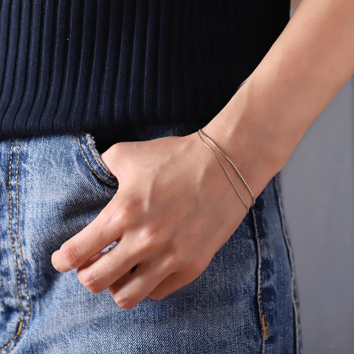 【土日限定3500円OFFクーポン有】 プラチナ ブレスレット PT850 ブレスレット プラチナ レディース 2連 ベネチアンチェーン シンプル レディース | DEVAS | 08