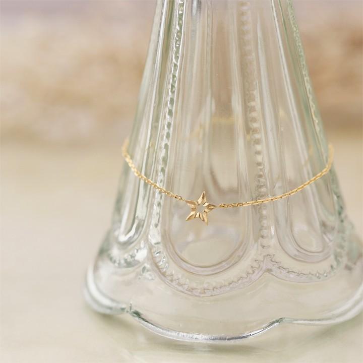 【土日限定2000円OFFクーポン有】 18金 アンクレット k18 18k レディース スター 星 18金アンクレット シンプル 普段使い 18 金 チェーン | DEVAS | 01