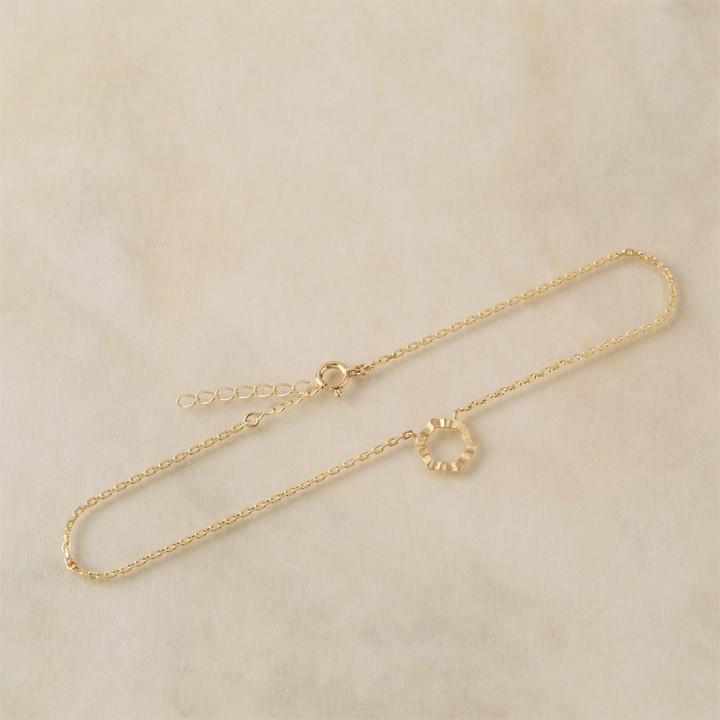 【土日限定2000円OFFクーポン有】 18金 アンクレット k18 18k レディース ヘキサゴン 六角形18金アンクレット シンプル 普段使い 18 金 チェーン | DEVAS | 02
