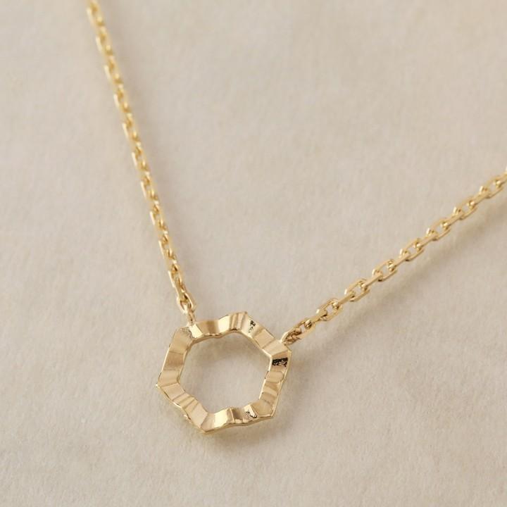 【土日限定2000円OFFクーポン有】 18金 アンクレット k18 18k レディース ヘキサゴン 六角形18金アンクレット シンプル 普段使い 18 金 チェーン | DEVAS | 04