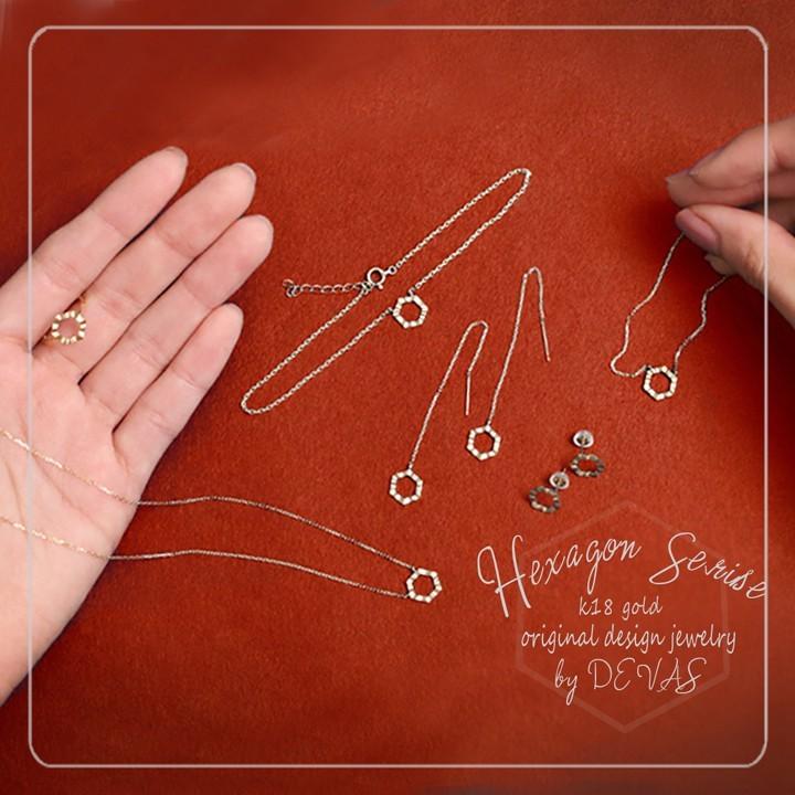 【土日限定2000円OFFクーポン有】 18金 アンクレット k18 18k レディース ヘキサゴン 六角形18金アンクレット シンプル 普段使い 18 金 チェーン | DEVAS | 09