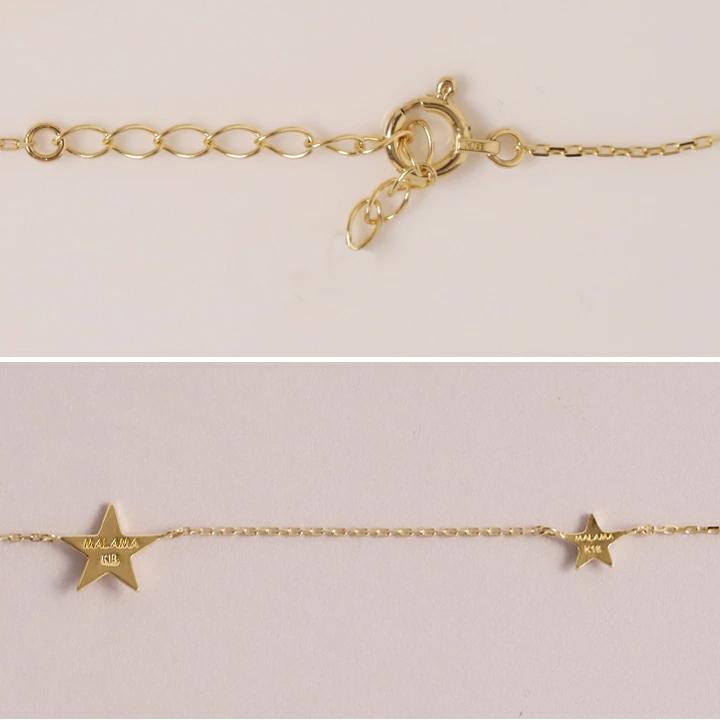 【土日限定2000円OFFクーポン有】 18金 ブレスレット k18 18金ブレスレット 18k レディース スター 星 あずき チェーン 0.9mm ブレスレットレディース | DEVAS | 05