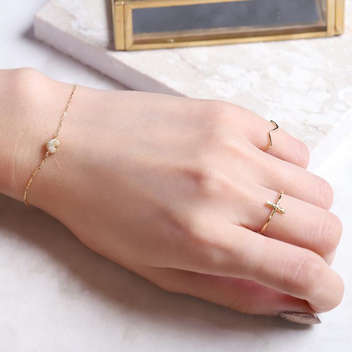 【土日限定2000円OFFクーポン有】 18金 ブレスレット k18 18金ブレスレット 18k レディース ハート 0.9mm チェーン ブレスレットレディース | DEVAS | 08