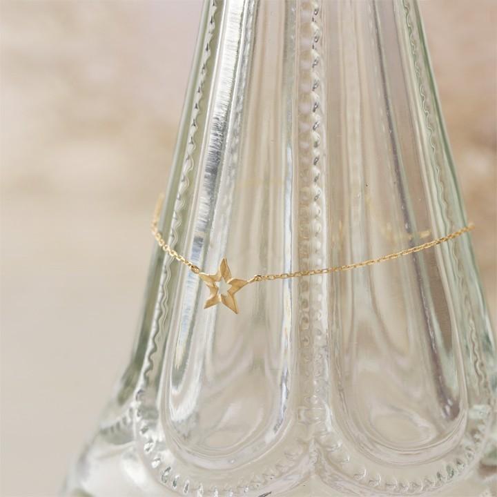 【土日限定2000円OFFクーポン有】 18金 ブレスレット k18 18金ブレスレット 18k レディース 星 スター オープンスター チェーン ブレスレットレディース | DEVAS | 01