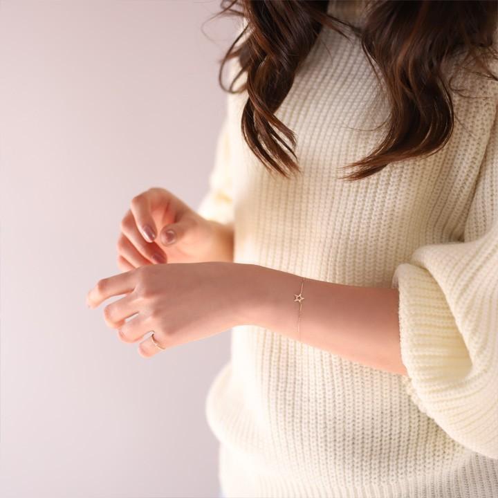 【土日限定2000円OFFクーポン有】 18金 ブレスレット k18 18金ブレスレット 18k レディース 星 スター オープンスター チェーン ブレスレットレディース | DEVAS | 09