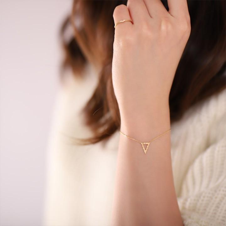 【土日限定2000円OFFクーポン有】 18金 ブレスレット k18 18金ブレスレット 18k レディース 三角形 トライアングル あずきチェーン チェーン シンプル | DEVAS | 08