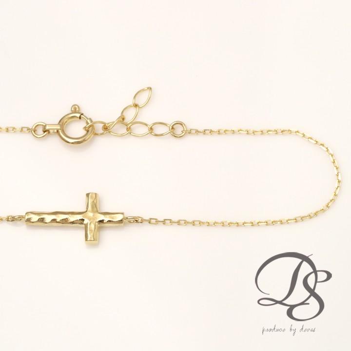 【土日限定2000円OFFクーポン有】 18金 ブレスレット k18 18金ブレスレット 18k レディース クロス 槌目 チェーン ブレスレットレディース | DEVAS