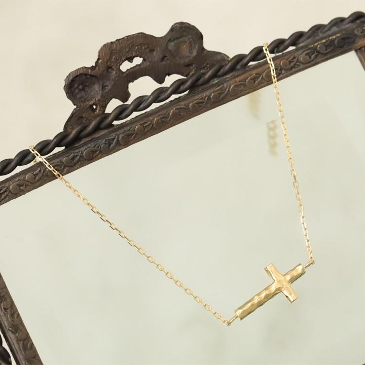 【土日限定2000円OFFクーポン有】 18金 ブレスレット k18 18金ブレスレット 18k レディース クロス 槌目 チェーン ブレスレットレディース | DEVAS | 01