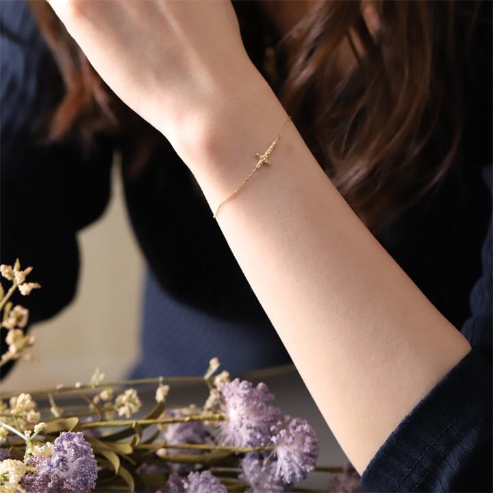 【土日限定2000円OFFクーポン有】 18金 ブレスレット k18 18金ブレスレット 18k レディース クロス 槌目 チェーン ブレスレットレディース | DEVAS | 12