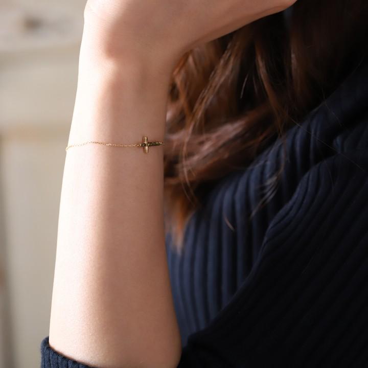 【土日限定2000円OFFクーポン有】 18金 ブレスレット k18 18金ブレスレット 18k レディース クロス 槌目 チェーン ブレスレットレディース | DEVAS | 13