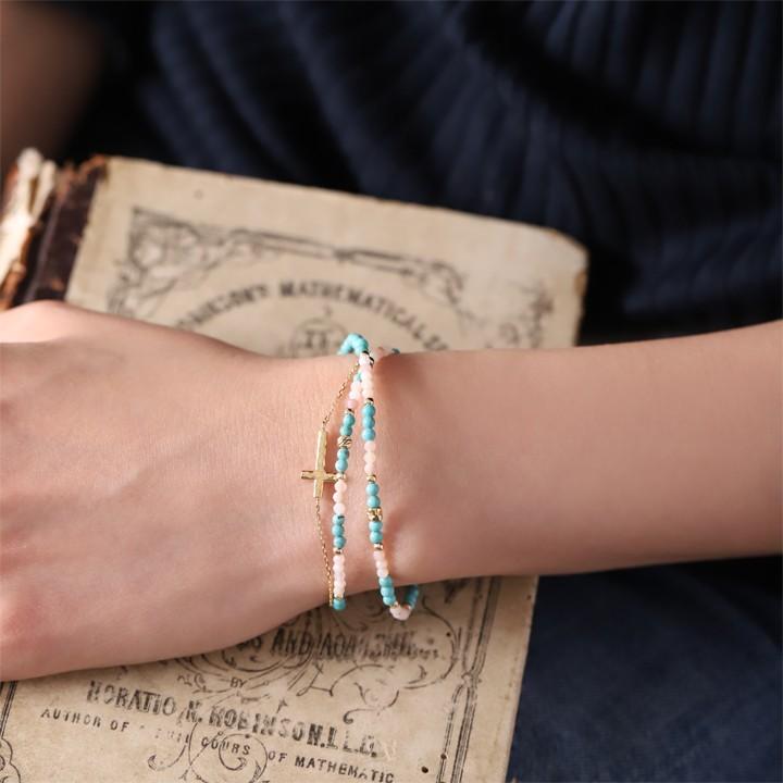 【土日限定2000円OFFクーポン有】 18金 ブレスレット k18 18金ブレスレット 18k レディース クロス 槌目 チェーン ブレスレットレディース | DEVAS | 15