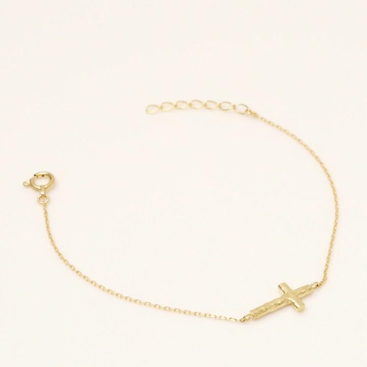【土日限定2000円OFFクーポン有】 18金 ブレスレット k18 18金ブレスレット 18k レディース クロス 槌目 チェーン ブレスレットレディース | DEVAS | 02