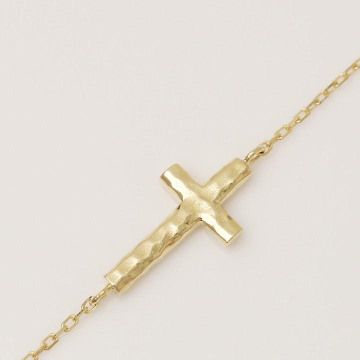 【土日限定2000円OFFクーポン有】 18金 ブレスレット k18 18金ブレスレット 18k レディース クロス 槌目 チェーン ブレスレットレディース | DEVAS | 03