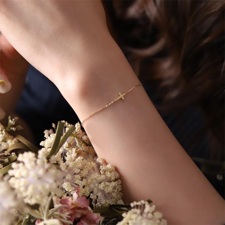 【土日限定1500円OFFクーポン有】 18金 ブレスレット k18 18金ブレスレット 18k レディース クロス あずきチェーン チェーン ブレスレットレディース | DEVAS | 09