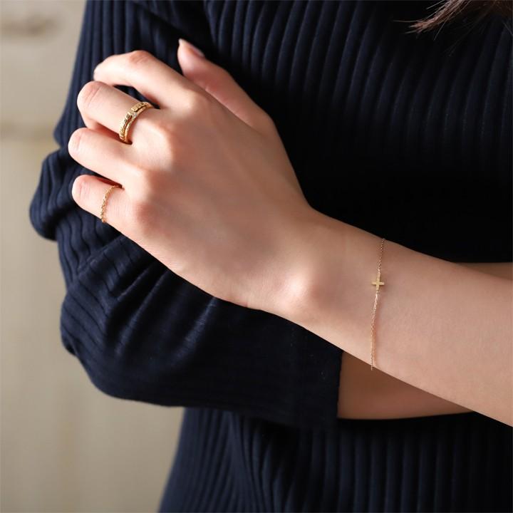 【土日限定1500円OFFクーポン有】 18金 ブレスレット k18 18金ブレスレット 18k レディース クロス あずきチェーン チェーン ブレスレットレディース | DEVAS | 11