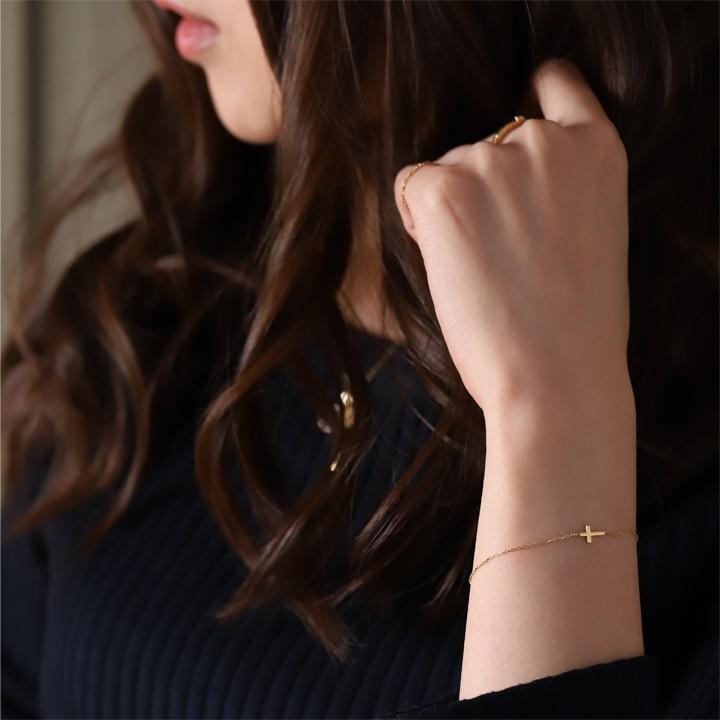 【土日限定1500円OFFクーポン有】 18金 ブレスレット k18 18金ブレスレット 18k レディース クロス あずきチェーン チェーン ブレスレットレディース | DEVAS | 13