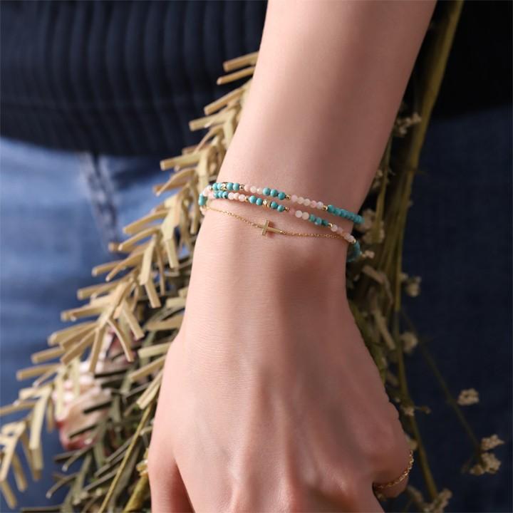 【土日限定1500円OFFクーポン有】 18金 ブレスレット k18 18金ブレスレット 18k レディース クロス あずきチェーン チェーン ブレスレットレディース | DEVAS | 12