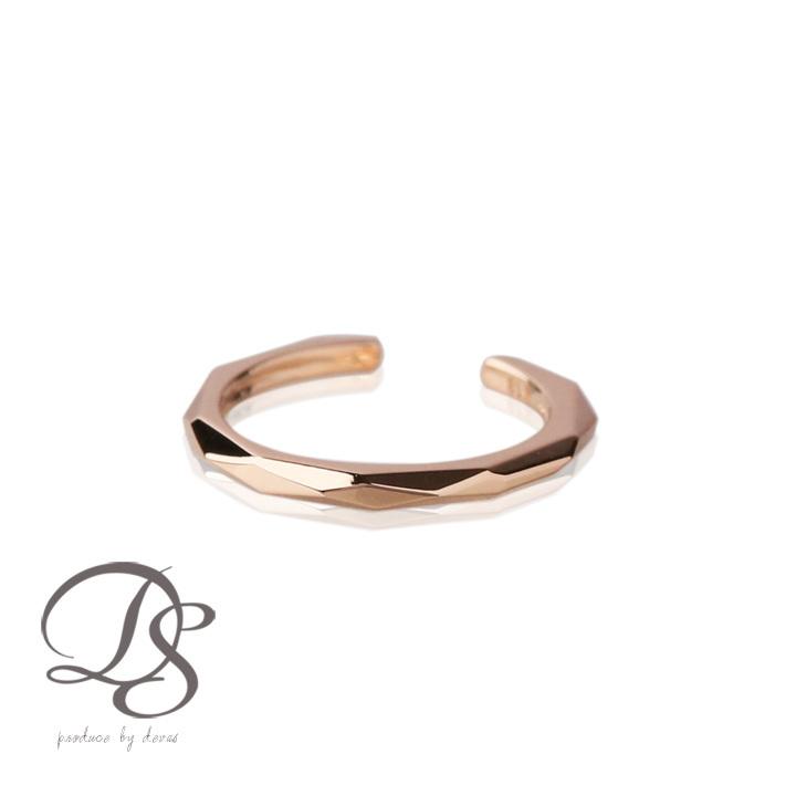 イヤーカフ 18金 イヤカフ k18 18k レディース ピンクゴールド ノンホール ピアス カットデザイン 18 金 ノンホールピアス シンプル 小さめ つけっぱなし 片耳 | DEVAS