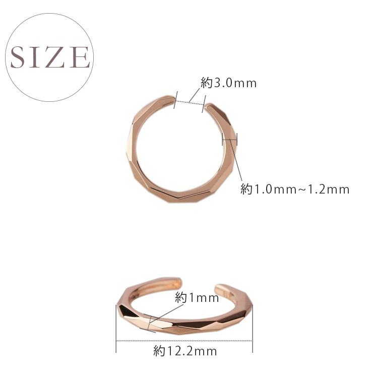 イヤーカフ 18金 イヤカフ k18 18k レディース ピンクゴールド ノンホール ピアス カットデザイン 18 金 ノンホールピアス シンプル 小さめ つけっぱなし 片耳 | DEVAS | 10