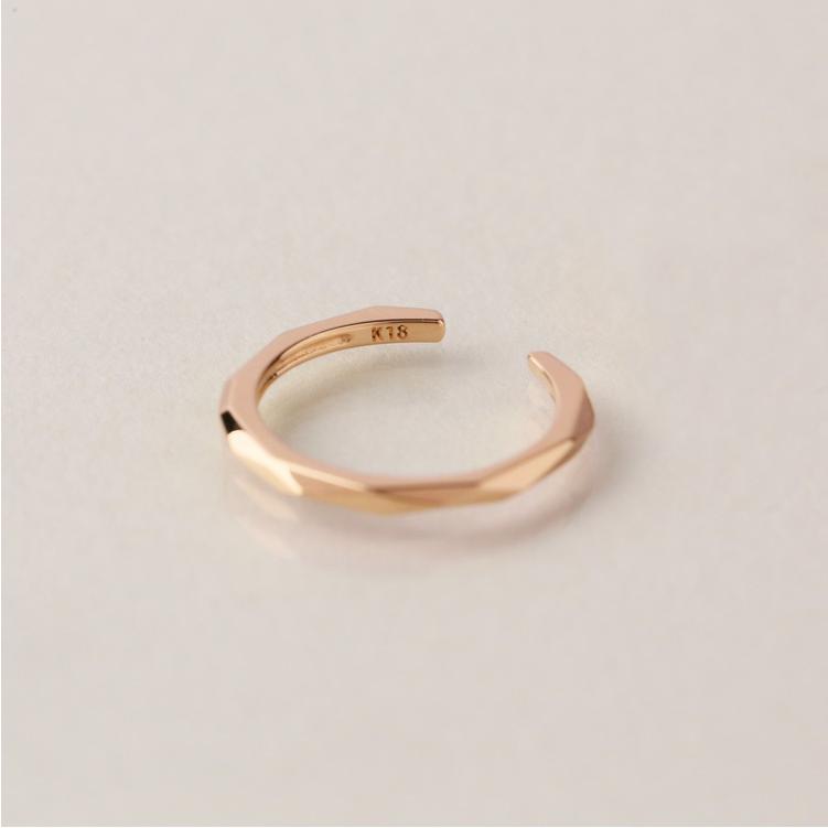 イヤーカフ 18金 イヤカフ k18 18k レディース ピンクゴールド ノンホール ピアス カットデザイン 18 金 ノンホールピアス シンプル 小さめ つけっぱなし 片耳 | DEVAS | 07