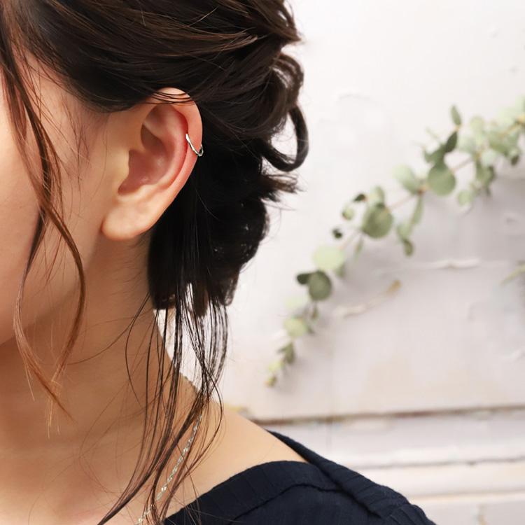 プラチナイヤーカフ プラチナ イヤカフ カット デザイン レディース ノンホール ピアス Pt950 ぷらちな 片耳 ノンホールピアス シンプル 小さめ つけっぱなし | DEVAS | 02