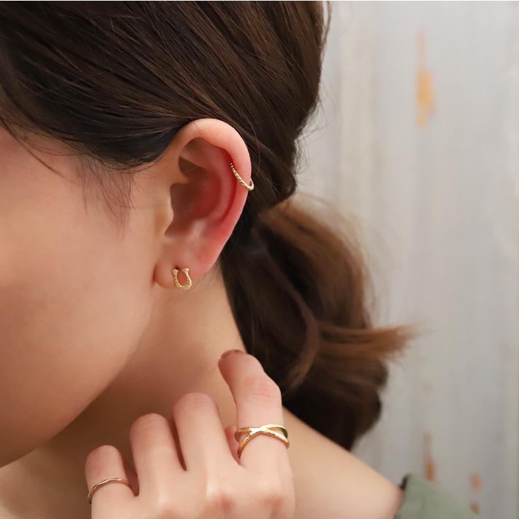 6月土日限定 7%クーポン▼ イヤーカフ 18金 イヤカフ k18 18k レディース ノンホール ピアス ブロック スクエア ノンホールピアス 片耳 | DEVAS | 08