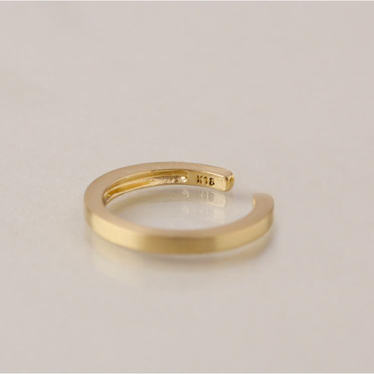 イヤーカフ 18金 イヤカフ k18 18k レディース ノンホール ピアス フラット 角状 18 金 ノンホールピアス シンプル ゴールド 小さめ つけっぱなし 片耳 | DEVAS | 07