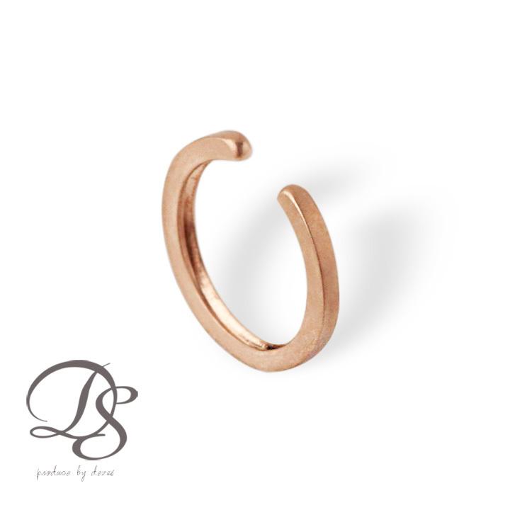 イヤーカフ 18金 イヤカフ k18 18k レディース ピンクゴールド ノンホール ピアス フラット 角状 18 金 ノンホールピアス シンプル 小さめ つけっぱなし 片耳 | DEVAS