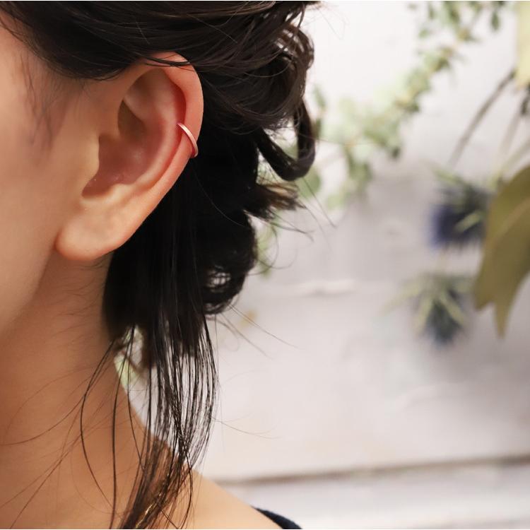 イヤーカフ 18金 イヤカフ k18 18k レディース ピンクゴールド ノンホール ピアス フラット 角状 18 金 ノンホールピアス シンプル 小さめ つけっぱなし 片耳 | DEVAS | 02