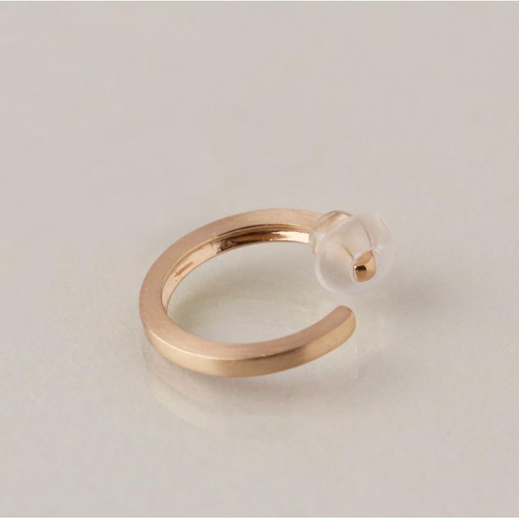 イヤーカフ 18金 イヤカフ k18 18k レディース ピンクゴールド ノンホール ピアス フラット 角状 18 金 ノンホールピアス シンプル 小さめ つけっぱなし 片耳 | DEVAS | 04