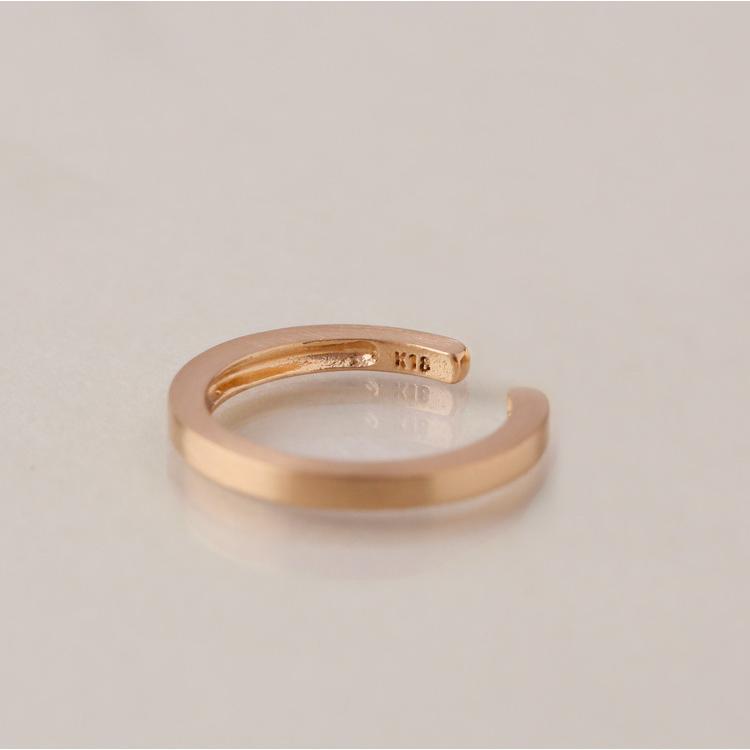 イヤーカフ 18金 イヤカフ k18 18k レディース ピンクゴールド ノンホール ピアス フラット 角状 18 金 ノンホールピアス シンプル 小さめ つけっぱなし 片耳 | DEVAS | 07