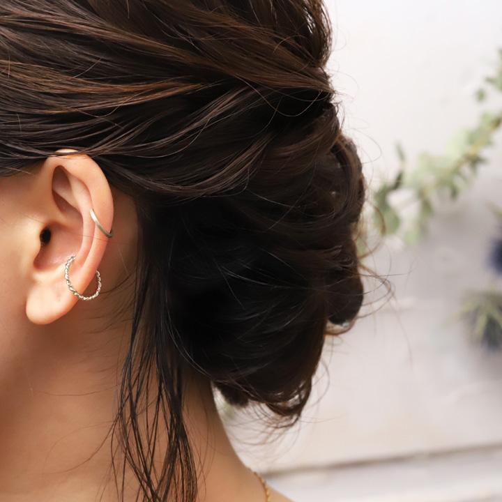 プラチナイヤーカフ プラチナ イヤカフ フラット 角状 レディース ノンホール ピアス Pt950 片耳 ノンホールピアス | DEVAS | 08