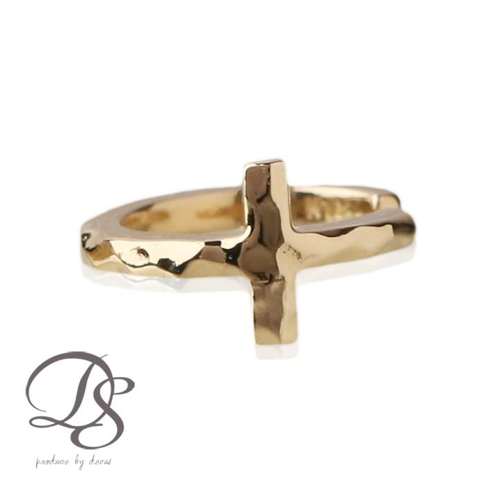 イヤーカフ 18金 イヤカフ k18 18k レディース ノンホール ピアス クロス 十字架 18 金 ノンホールピアス シンプル ゴールド 小さめ つけっぱなし 片耳 | DEVAS