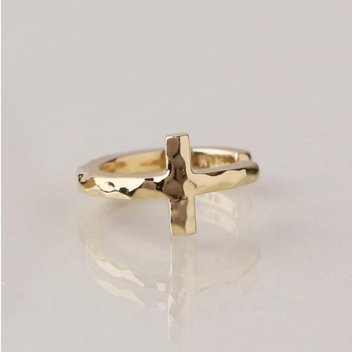 イヤーカフ 18金 イヤカフ k18 18k レディース ノンホール ピアス クロス 十字架 18 金 ノンホールピアス シンプル ゴールド 小さめ つけっぱなし 片耳 | DEVAS | 01